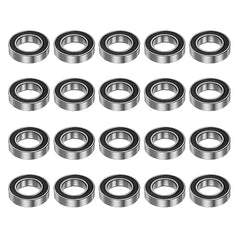 sourcing map 20pcs 6801-2RS Deep Groove Ball Bearings 12mm Bore 21mm OD 5mm Thick Chrome Steel Double Sealed Bearing for Motors Pumps Conveyors