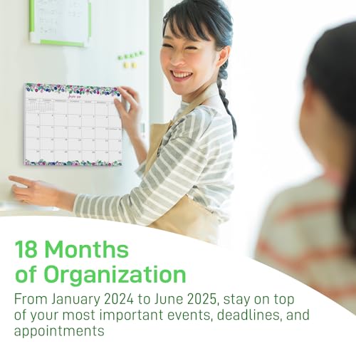 S&O Fruity Magnetic Fridge Calendar from January 2024-June 2025 - Tear-Off Refrigerator Calendar to Track Events & Appointments - 18 Month Magnetic Calendar for Fridge for Easy Planning - 8 inchesx10 inches in.