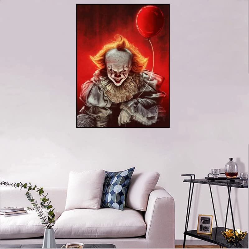 5D DIY Diamond Art Painting Kit Full Drill, Diamond Crystal Rhinestone Arts and Crafts Embroidery Cross Stitch Pictures Paintings by Numbers for Adults Kids Home Wall Decoration - Clown