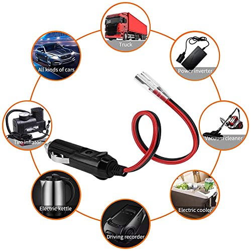 CYSSJF Car Replacement 12V Cigarette Lighter Male Plug with Leads Cigar Female Socket Plug Extension Cable Cigar Plug Charger cable 10A Fuse Protection with LED Light(1PC 8.6IN)