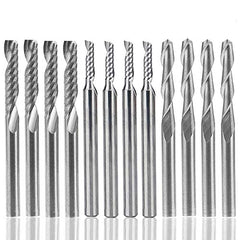 12 PCS Carbide END Mill Cutter, AFUNTA 4 PCS 1/8 inches CNC Router Bits Double Flute Tools and 8 PCS 1 Flute Single Edged Milling Cutter (2 Types) for Nylon, Resin, ABS, Acrylic, PVC, MDF, Hardwood