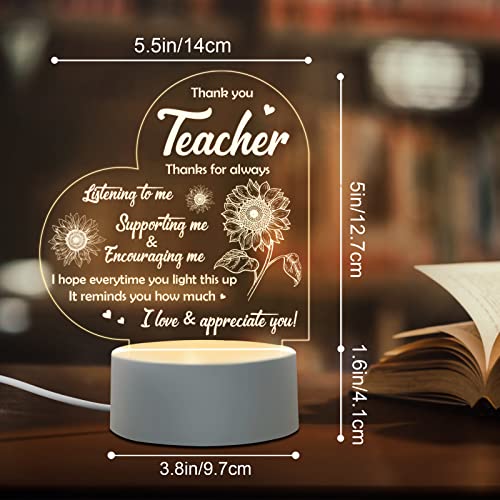 Niyewsor Thank You Teacher Gifts, Appreciation Teacher Night Light Teacher Gifts for Women Thank You Teacher Gifts Graduation Birthday Christmas