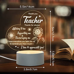 Niyewsor Thank You Teacher Gifts, Appreciation Teacher Night Light Teacher Gifts for Women Thank You Teacher Gifts Graduation Birthday Christmas