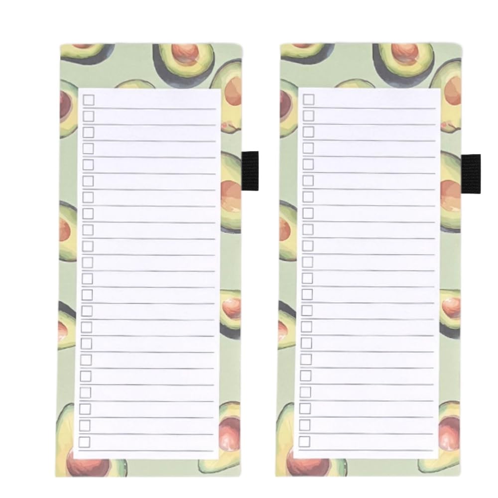 YUSHOW 2 Pcs Magnetic Shopping List Pad for Fridge, 100 Sheets Tearable Pen Clip Style Notepad，for Shopping, to Do, Meal Plans (Avocado)