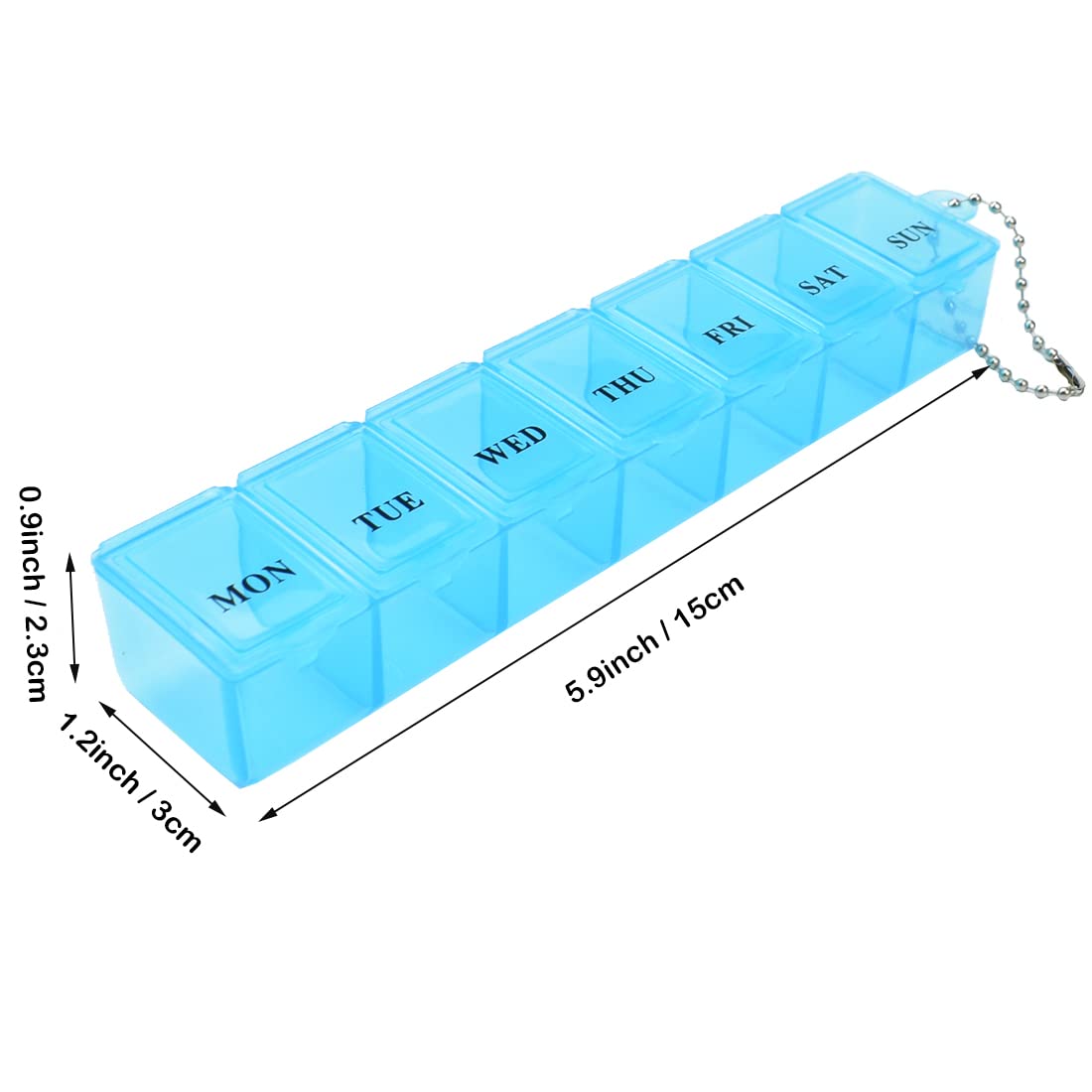 2 Pcs Pill Box Organiser 7 Day One Time a Day Pill Dispenser Storage Case for Medication Supplements Vitamins and Cod Liver Oil