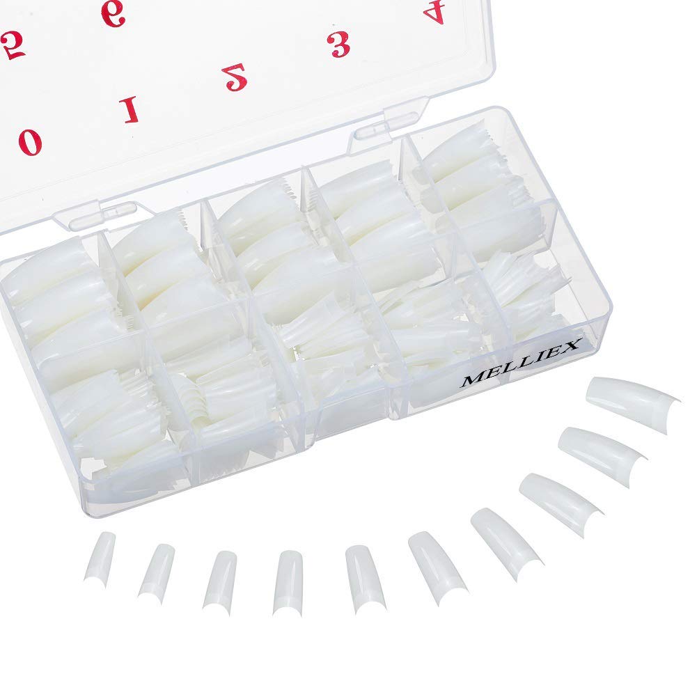 500 Pieces Natural False Nails 10 Sizes Oval Fake Nail French Acrylic Style Artificial Fake Art Nails Tips with Box for Women Girls