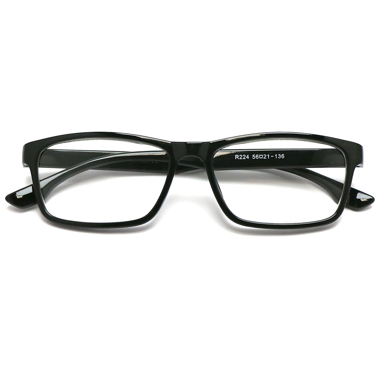 ZIZO EYEWEAR Square Plastic Plain Reading Glasses/Lightweight Frame/Simple Classic Specs R224 (1 Pair Black, 1.00 Magnification)