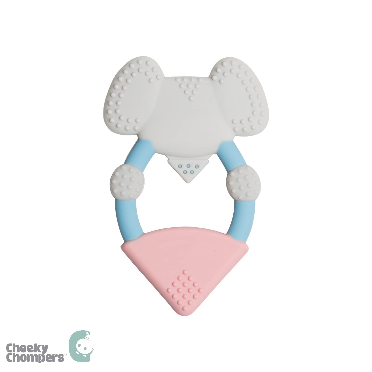 Cheeky Chompers Animal Teethers   Teething Rings with Integrated Gel Applicator   Soft Silicone Design   100% BPA and Phthalate-Free   Darcy The Elephant