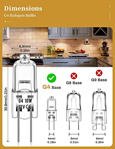 Chenilles G4 Halogen Light Bulbs 10W 12V,12 Pack Halogen Bulbs Lamp Bulb Halogen 2 Pin Base Warm White Dimmable [Energy Class G]