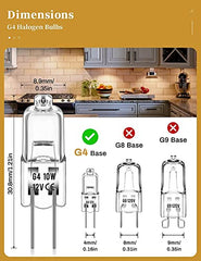 Chenilles G4 Halogen Light Bulbs 10W 12V,12 Pack Halogen Bulbs Lamp Bulb Halogen 2 Pin Base Warm White Dimmable [Energy Class G]