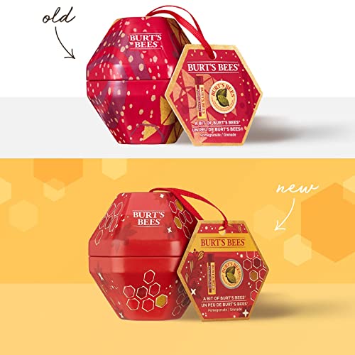 Burt's Bees Gift Set for Lip and Hand, Pomegranate Lip Balm and Cuticle Cream in Christmas Bauble, Bit of Burt's, Packaging May Vary