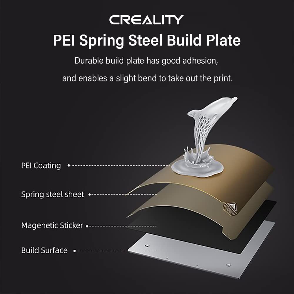 Creality Official Ender 3 S1 Pro PEI Sheet 235 x 235 mm Original Ender 3 S1 PEI Sheet 3D Printer Flexible Magnetic Sticker Removable Heated Bed PEI Build Plate Upgrade for Ender 3 S1 Pro. Ender 3 S1