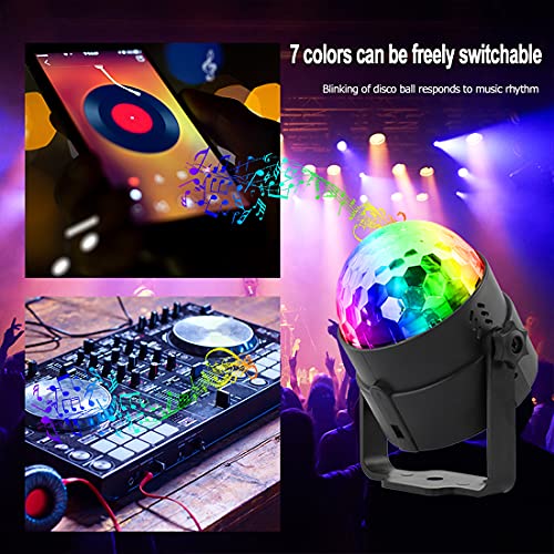 Disco Lights, SEBRUANC Mini Disco Ball LED Party Lamp Music Controlled Disco DJ 360° Rotating Ball Lights 3W RGB Stage Lights with Remote Control for Home Parties Birthday KTV Party Christmas 2pc