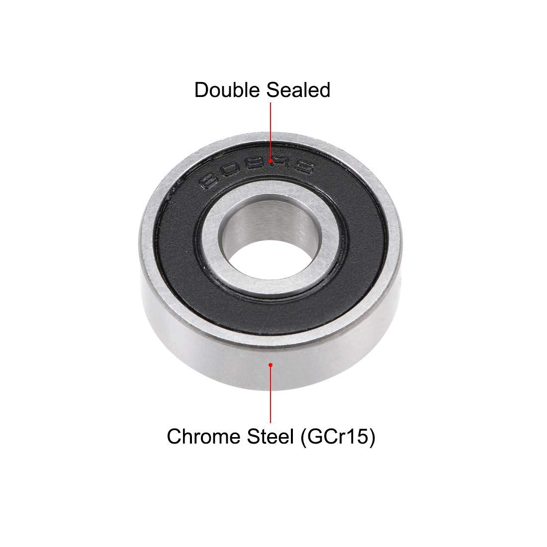 sourcing map 608-2RS Deep Groove Ball Bearing 8x22x7mm Double Sealed ABEC-3 Bearings 2-Pack