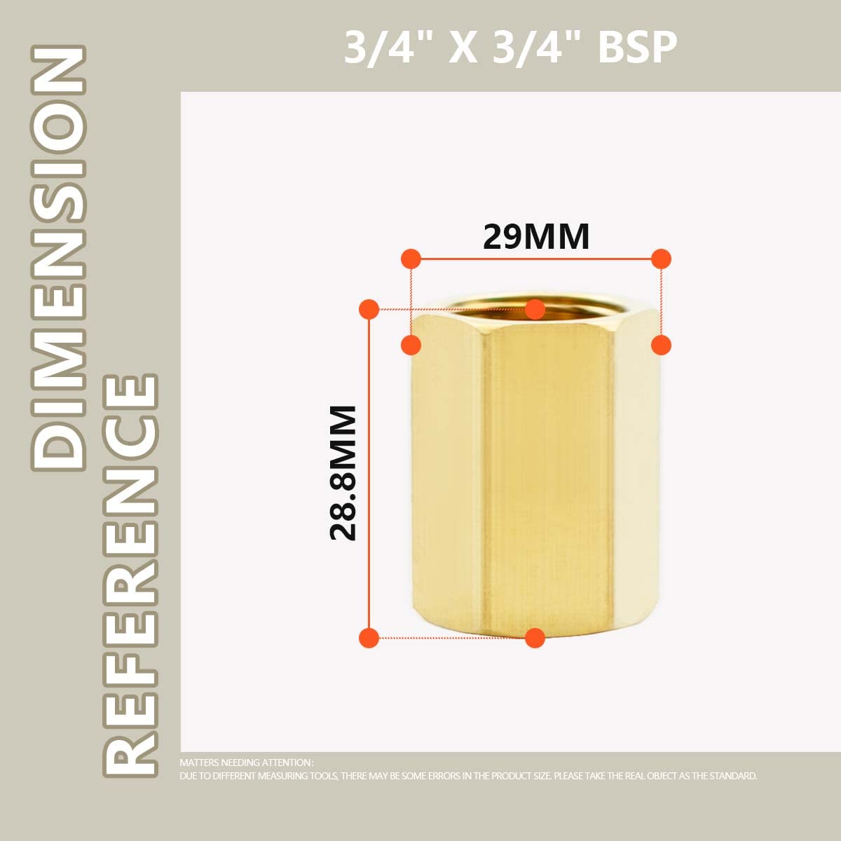 Bwintech 2 Pcs 3/4 inches Female to 3/4 inches Female BSP Thread Brass Hex Coupling Connector for Pipe Connecting Conversion