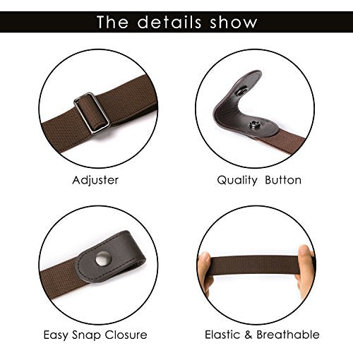 SUOSDEY No Buckle Invisible Ladies Elastic Waist Belt for Women Men Stretch Belt for Jeans Dress Pants up to 48 inches
