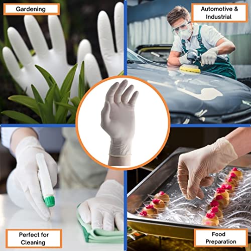 GTSE Box of 100 Latex Gloves, Size Large (L), Lightly Powdered Disposable Gloves, White, Suitable for Medical Use, Automotive, Cleaning and Industrial