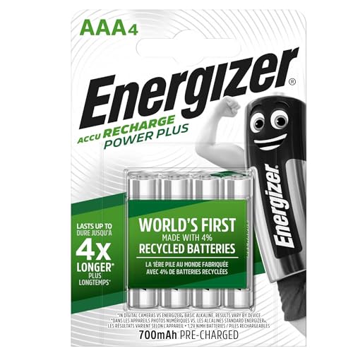 Energizer Rechargeable Battery AAA, Recharge Power Plus, 4 Pack