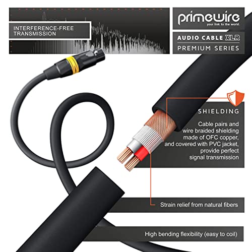 Primewire audio cable XLR male jack to XLR female jack- 2m - microphone cable - 4 Colour rings each - OFC oxygen free copper - for microphones Hifi mixing console speaker - shielded - flexible