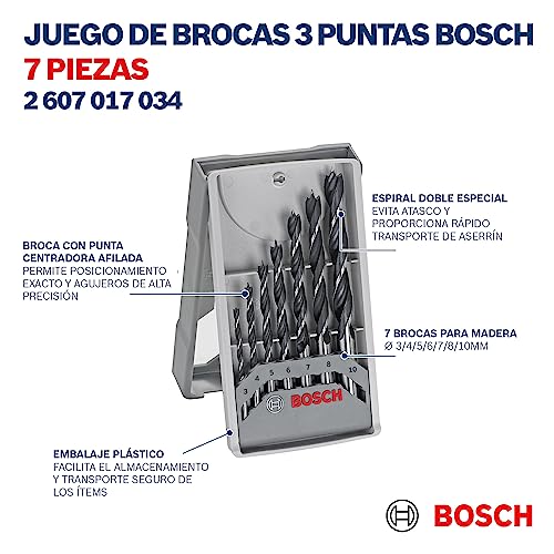 Bosch 2607017034 Professional 7-Piece Robust Line Brad Point Drill Bit Set (for Wood, Accessories for Drill Drivers) , Black/Silver , 14.1 x 8.3 x 2 cm