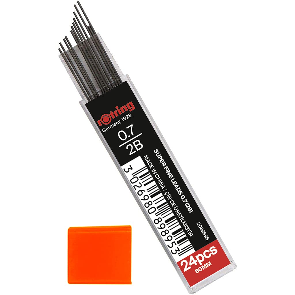 rOtring 0.7mm 2B Super Polymer Pencil Lead - Pack of 3 Tubes - 72 Leads in Total - Refills for Mechanical Pencils