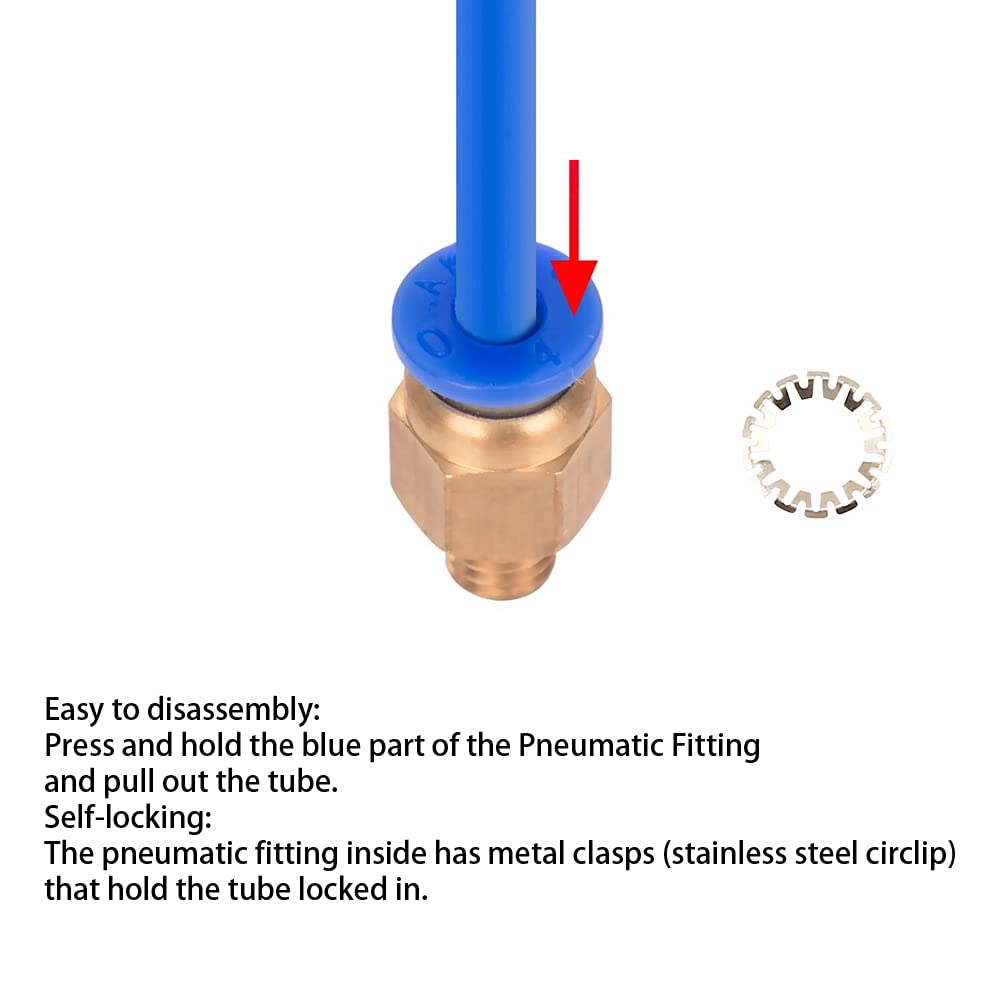 AOKIN 10 Pcs PC4-M6 Pneumatic Fitting for Creality Ender 3/3 Pro/3 V2, Ender 5/5 Pro/5 Plus, CR-10/10S, etc