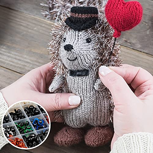 Buylorco 600pcs Plastic Safety Eyes and Noses for Amigurumi Crochet Crafts Dolls Stuffed Animals and Teddy Bear, Multiple Colors and Sizes (Ø 6~14mm)