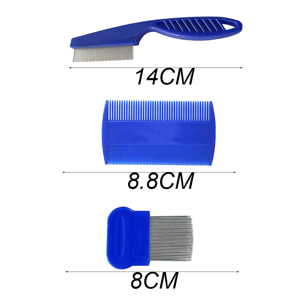 Lice Comb, 3 Pcs Lice Combs, Double Sided Lice Combs, Stainless Steel Tooth Comb, Lice Removal Combs