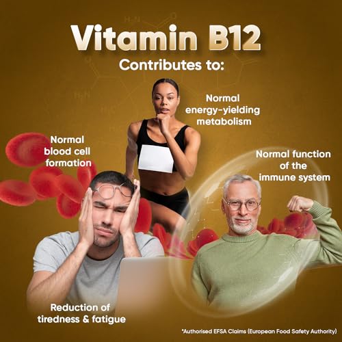 Vitamin B12 Tablets High Strength – 1000mcg Vegan B12 Supplement – 450 Pure Methylcobalamin Tablets (14and Months Supply) – Tiredness and Fatigue Tablets – Immunity Supplements – GMP Approved