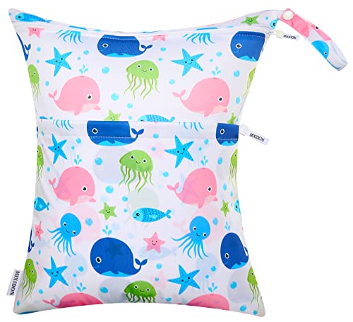 MIXIDON Wet Bag, Waterproof Wet Dry Bag for Swimsuits, Cloth Nappy Wet Bag, Outdoor Organiser Bag for Baby Items, Wet Dry Clothes Bag, Pattern 6