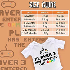 ART HUSTLE Player 3 Has Entered The Game Short Sleeve Bodysuit/Baby Grow For Baby Boy Or Girl (White, 0-3m)