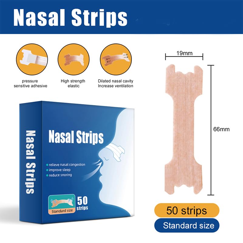 Nasal Strips 50 pieces Nose Strips Anti Snoring Devices, Relieve a blocked nose due to colds, allergies, Snore Stopper for sports and sleep, Residue-free Removable Snore Strips, Anti Snore Drug-free