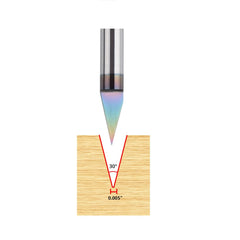 SpeTool V Groove Router Bit Engraving Bit 30 Degree CNC V Bits Solid Carbide V Endmill 0.005 inches Tip 1/4 inches Shank with TAC Coating Extra Life for Wood Lettering Carving