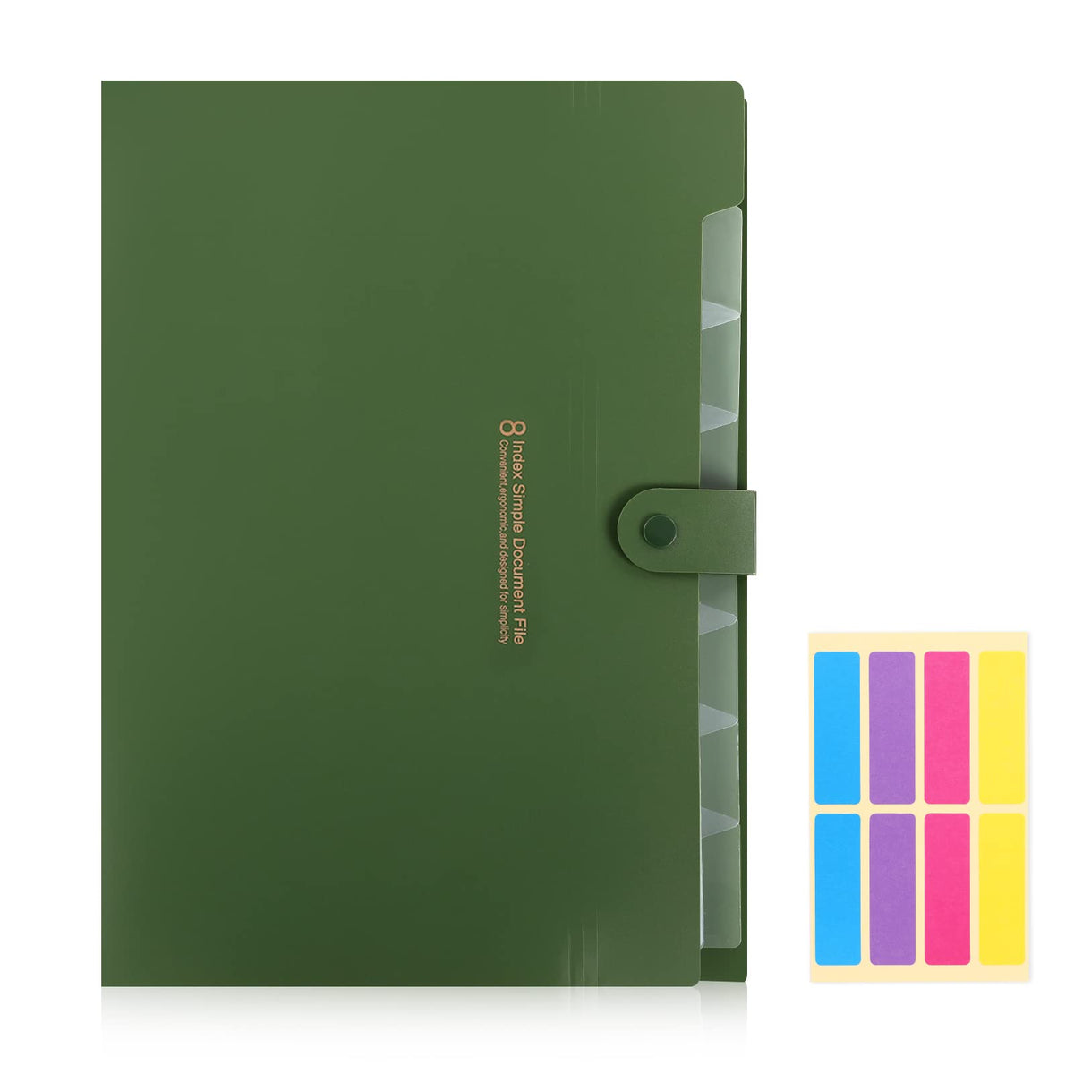 KONVINIT Expanding File Organiser A4 Expandable File Folder Document Organiser with 8 Pockets for Paperwork Accordion File Folder for Office,School,Home,Forest Green