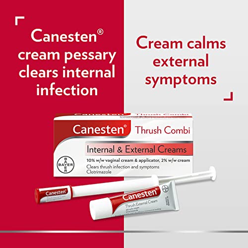 Canesten Thrush Combi Internal & External Creams for Thrush Treatment   Clotrimazole   Two-Step Complete Relief Thrush Treatment,2 Count (Pack of 1)