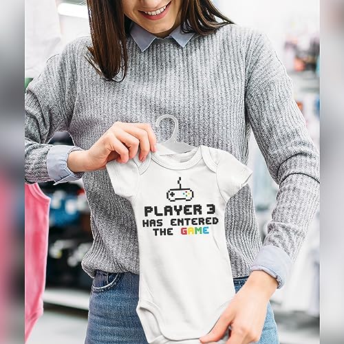 ART HUSTLE Player 3 Has Entered The Game Short Sleeve Bodysuit/Baby Grow for Baby Boy Or Girl (White, 3-6m)