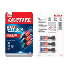 Loctite Universal, Strong Super Glue All Purpose Adhesive for Repairs, Clear Glue for Various Materials, Easy to Use Instant Super Glue, Convenient Travel Size 3 x 1g