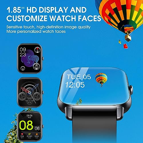 Ddidbi Smart Watch for Men Women Answer/Make Calls, 1.85 inches Fitness Tracker with Heart Rate Sleep Monitor, Activity Tracker with 112 Sports Modes, IP68 Waterproof Smartwatch for iOS/Android, Black