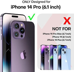 TAURI 5 in 1 for iPhone 14 Pro Case Crystal Clear [Not Yellowing], with 2 Tempered Glass Screen Protector and 2 Camera Lens Protector, [Military Grade Protection] Shockproof Slim Phone Case 6.1 inch