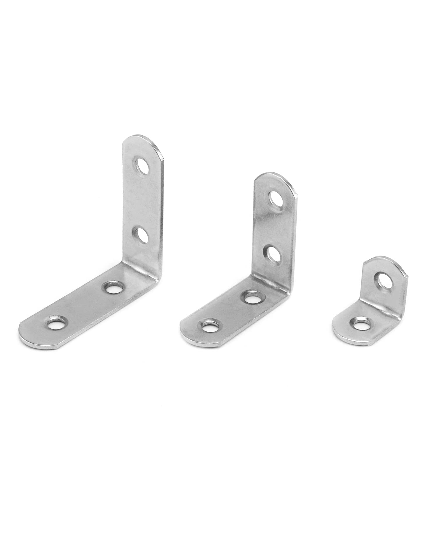 QWORK® L Brackets for Wood , 28pcs Corner Brace , Stainless Steel , 16x20mm , 16x40mm , 16x50mm , 90 Degree L Shaped Brackets for Furniture Fixation