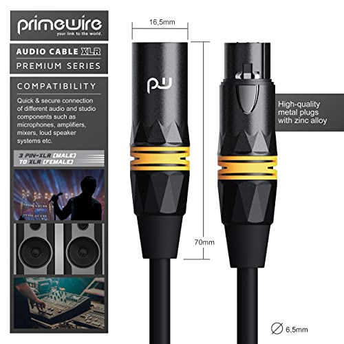 Primewire audio cable XLR male jack to XLR female jack- 2m - microphone cable - 4 Colour rings each - OFC oxygen free copper - for microphones Hifi mixing console speaker - shielded - flexible