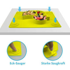 Baby Plates - SILIVO Upgraded Silicone Non-Slip Baby Placemat with Suction Cups for Infants,Toddlers and Kids (Lemon yellow)