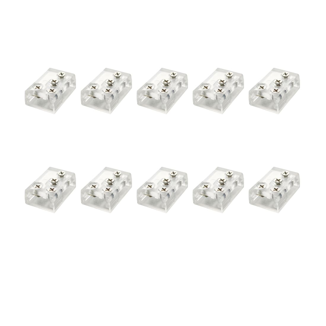 Masterwon 2-Pin L & T Shape Screw-Down Solderless Connectors for 8mm 10mm DC12V 24V Single Colour LED Strip Lights (Pack of 10)