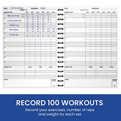 Ultimate Gym Workout Log Book, XL A5 Exercise, Fitness and Training Diary & Journal – 100 Page with Exercise, Cardio & Notes Sections, Set Goals & Track Progress - (Blue)