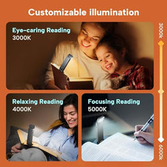 86lux Reading Light, Rechargeable Book Light for Reading in Bed, Ultralight Clip-on LED Bookmark Lamp with 3 Amber Colors & Stepless Dimming for Night Reading for Book Lovers, Kids, Grey