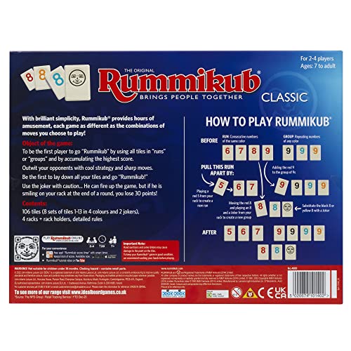 IDEAL   Rummikub Classic game: Brings people together   Family Strategy Games   For 2-4 Players   Ages 7and