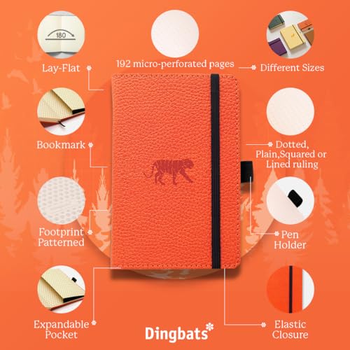 Dingbats* - Wildlife Dotted Pocket Notebook A6 - PU Leather Hardcover Journal - Ideal for Work, Travel - Pocket, Elastic Closure, Pen Holder, Bookmark