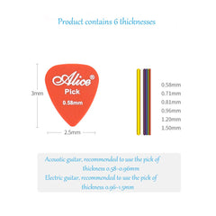 Guitar Picks,40 Pack Guitar Plectrums for Your Electric Acoustic or Bass Guitar Plectrum Pick Including 0.58mm 0.71mm 0.81mm 0.96mm 1.2mm 1.5mm