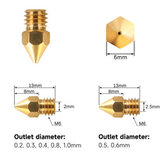 Creality MK8 Ender 3 Nozzles 24 pcs 3D Printer Brass Nozzles Extruder for Ender 3 Series and Creality CR-10 0.2mm, 0.3mm, 0.4mm, 0.5mm, 0.6mm, 0.8mm, 1.0mm Printer Nozzle Kit