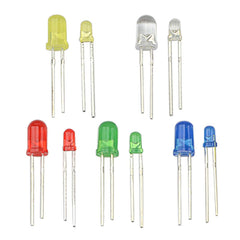 BGTXINGI 500PCS 10 Values 5 Colors 3mm and 5mm LED Light Emitting Diodes Assorted Kit Electrical Components for Lighting Bulbs and Lamps(Red Yellow Blue Green White)